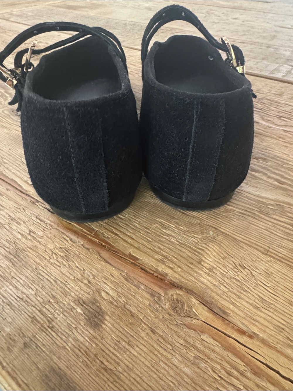 Dolce Vita Black Double-Strap Mary Jane Flats with Gold Buckles - Picture 5 of 6